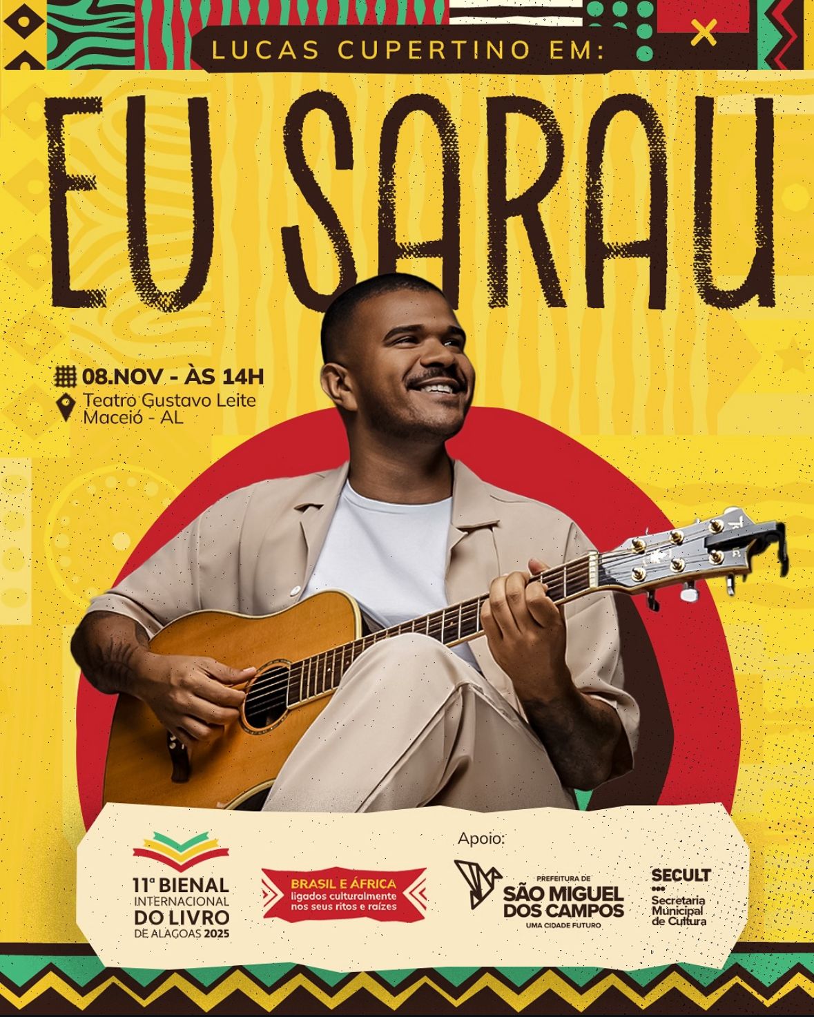 Lucas Cupertino leva “Eu Sarau” à Bienal do Livro de Alagoas e celebra a força da arte miguelense