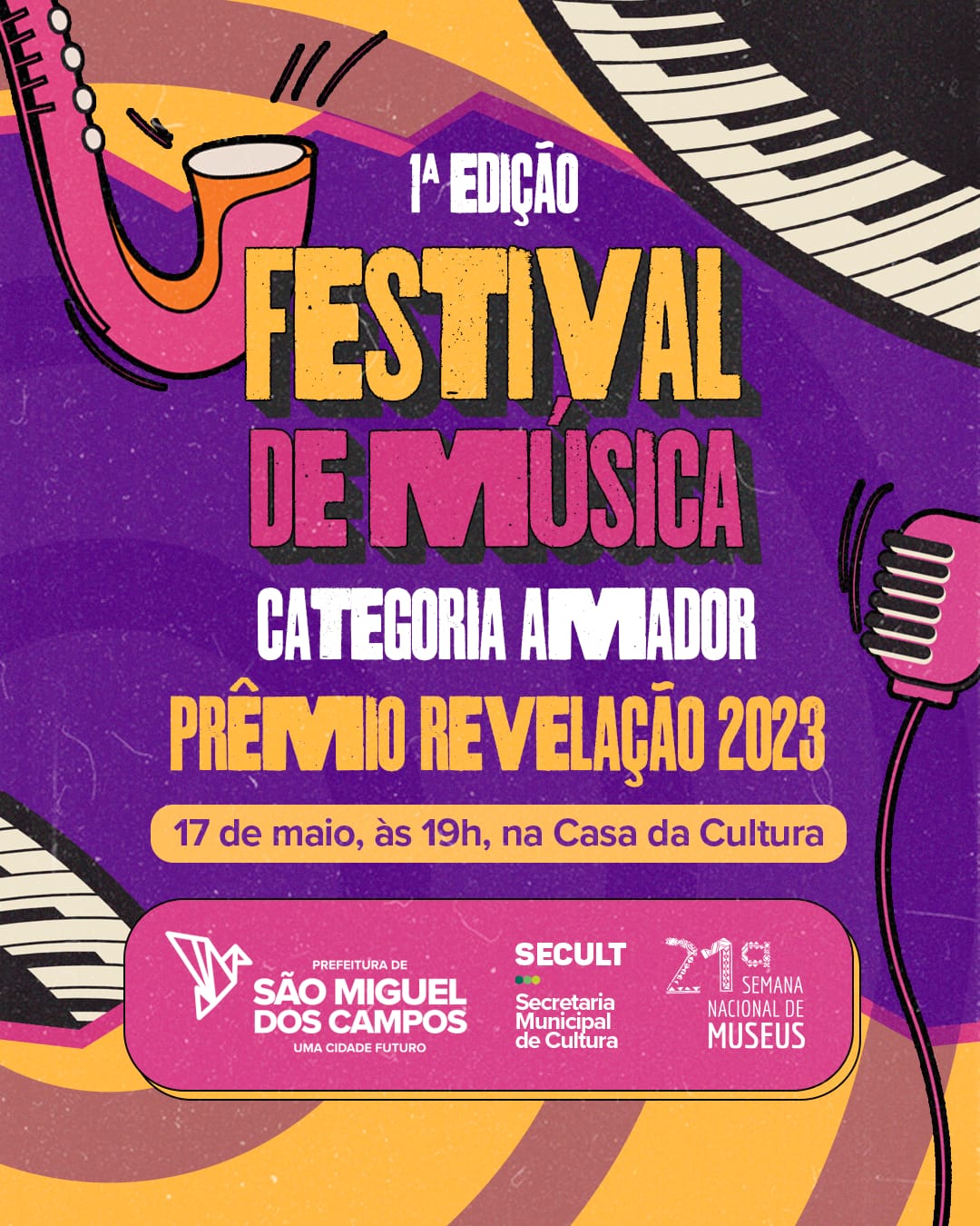 Grande Festival de Música ocorrerá amanhã (quarta-feira) na Casa da Cultura.