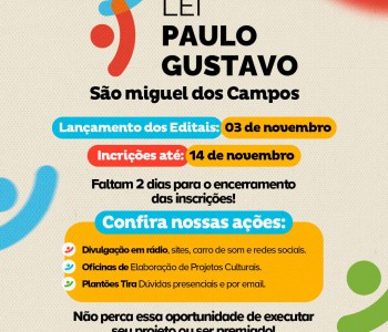 Últimos dias para inscrições nos editais da Lei Paulo Gustavo