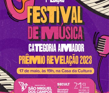 Grande Festival de Música ocorrerá amanhã (quarta-feira) na Casa da Cultura.