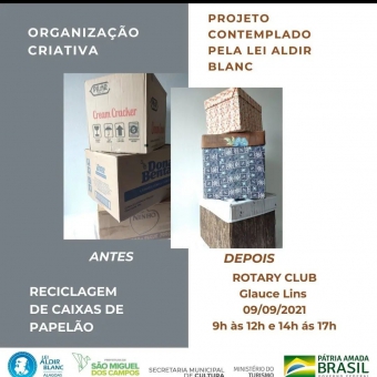Oficina organização criativa: Reciclagem de caixas de papelão